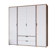 Armadio Camera da Letto Summonte, Guardaroba Grande 2 Cassetti, 170x183h cm Bianco