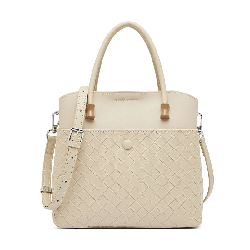 Borsa a mano in pelle resistente al tempo, borsa in pelle da donna - Borsa con manico superiore - Borsa tote bianca