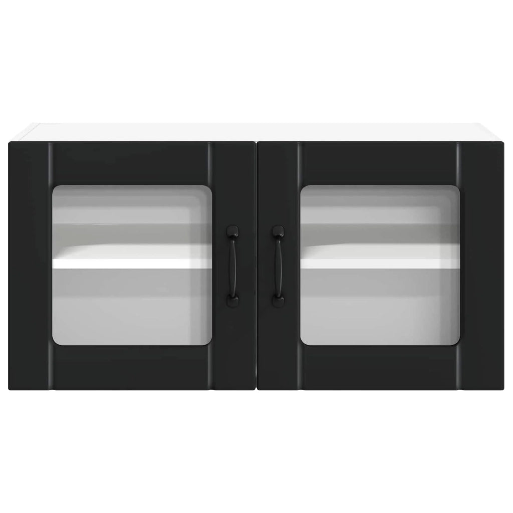 Mobile da cucina moderno e funzionale con pratico spazio contenitivo 80 x 31 x 40 cm realizzato in legno composito nero 02_0053964