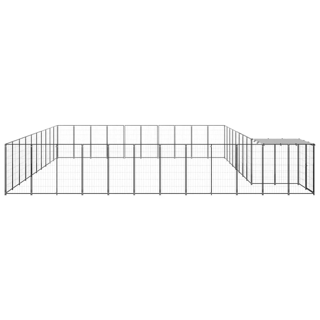 Recinto per animali da esterno per cani 31,46 m² acciaio nero 02_0000523