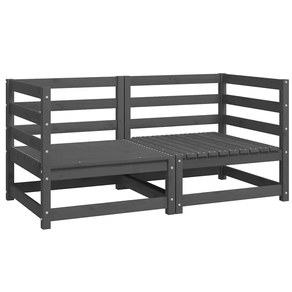 Divano componibile-Divani Angolari da Giardino 2 pz Grigi in Massello di Pino 579975