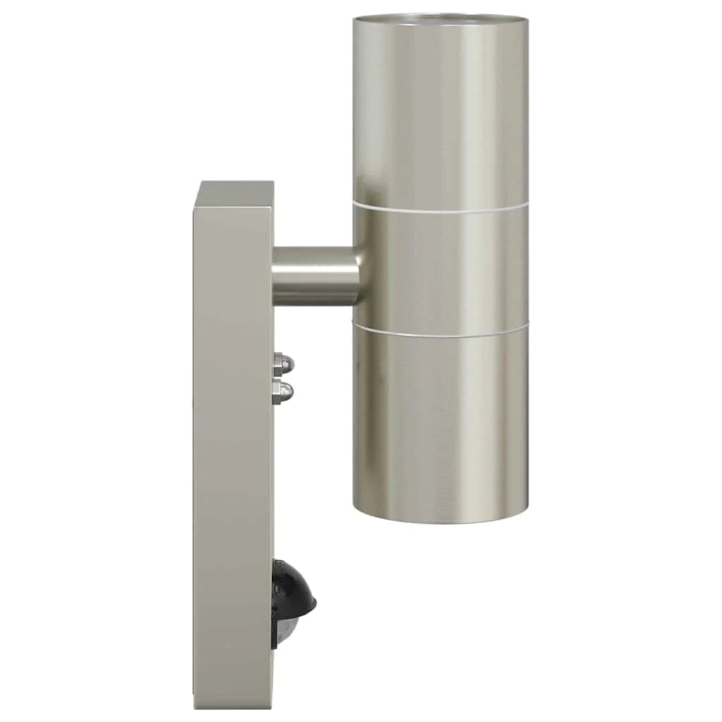 Applique da esterno cilindrica 7 x 10 x 22 cm resistente stile contemporaneo acciaio inox argento 02_0056541