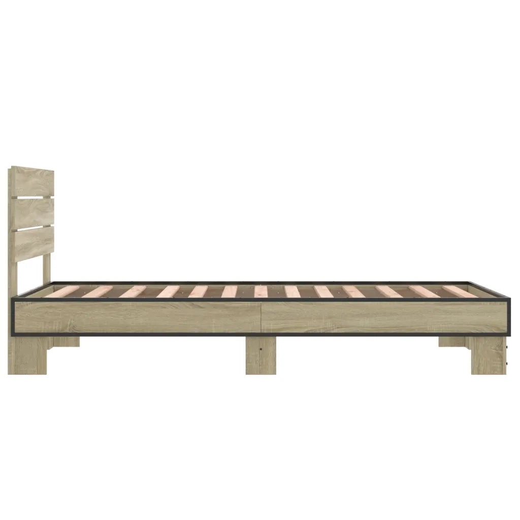 Giroletto-Struttura Letto Rovere Sonoma 75x190cm in Legno Multistrato e Metallo 695180