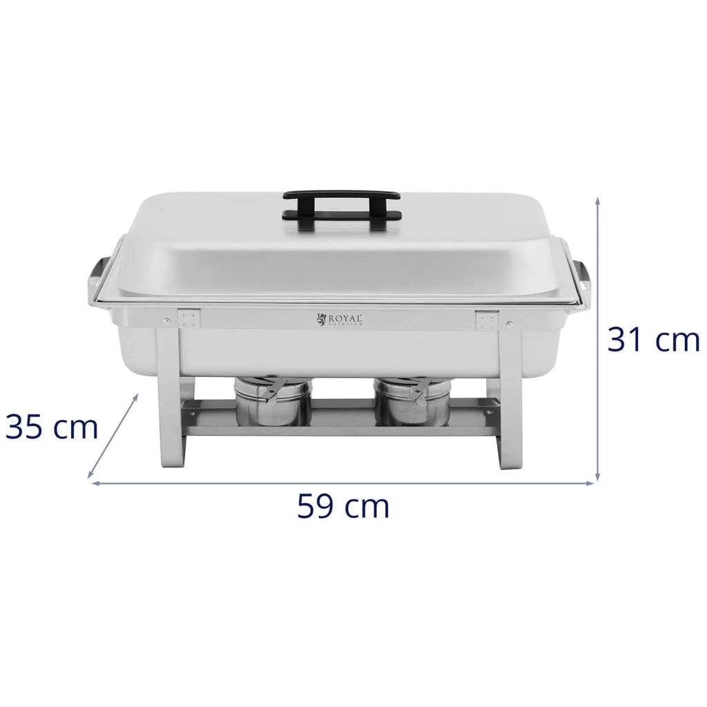 Scaldavivande professionale GN 1/2 2 x GN 1/4 9 litri 2 bruciatori per impasti bruciati 295 x 235 x 60 / 240 x 135 x 65 mm acciaio inox 14_0008673