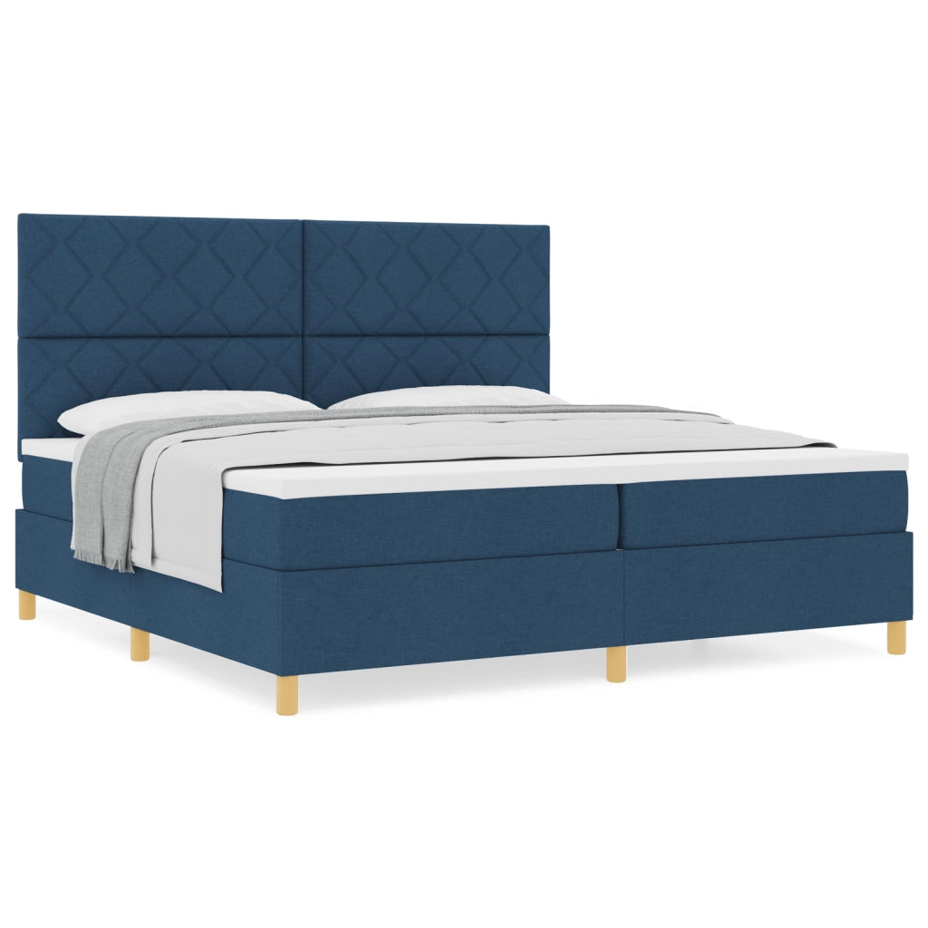 Letto a Box Spring con Materasso Blu 200x200 cm Tessuto