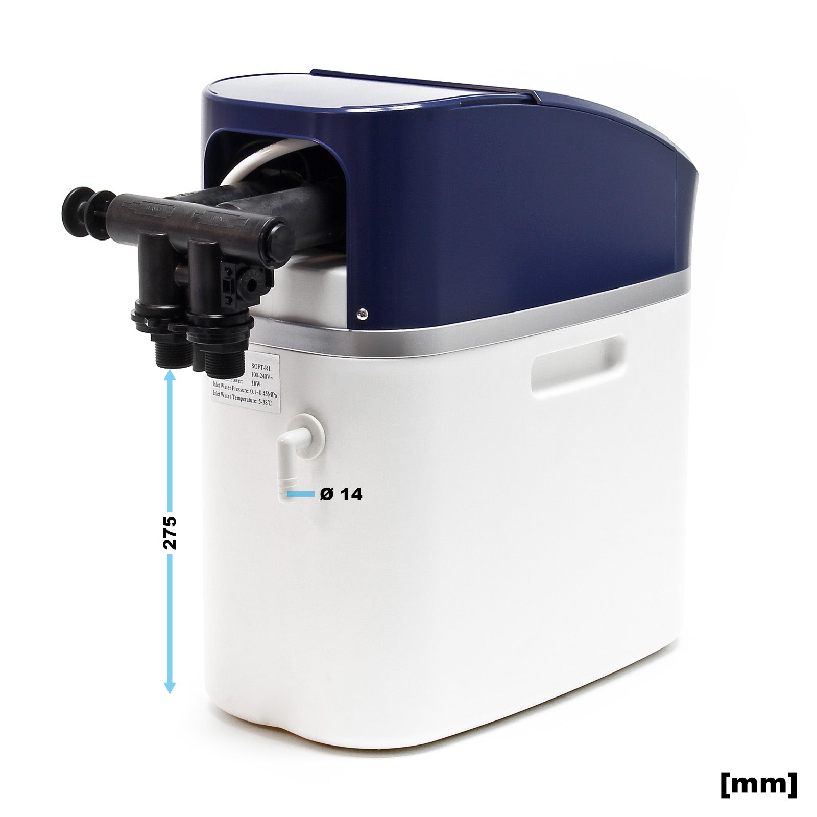 NW-SOFT-R1 Addolcitore d'acqua 500 l/h con serbatoio salamoia da 10 kg e display