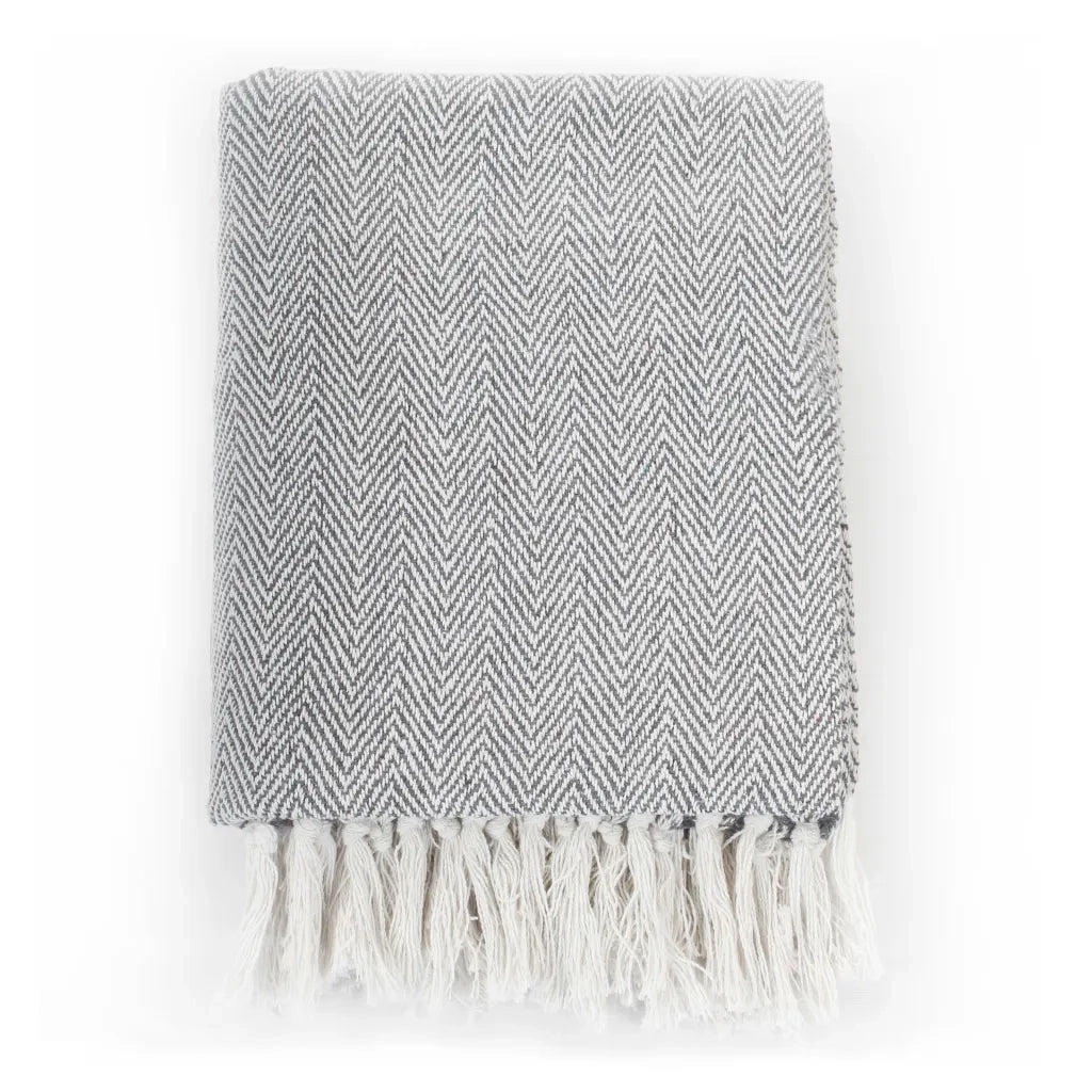 Copriletto in Cotone a Spina di Pesce 160x210 cm Grigio