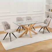 Tavolo Beia in vetro temperato con gambe in legno 160x90x77H