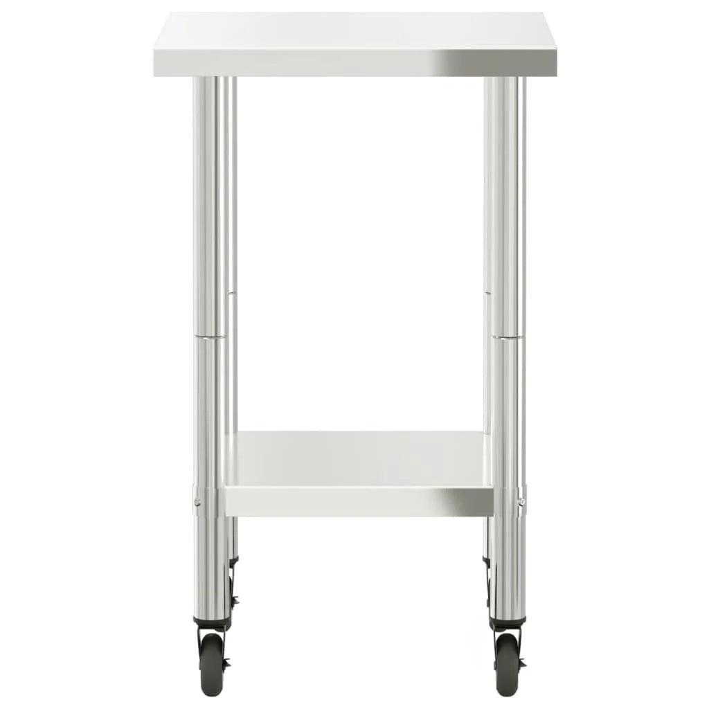 Tavolo da lavoro professionale da cucina con ruote 55 x 55 x 85 cm acciaio inox 02_0045414