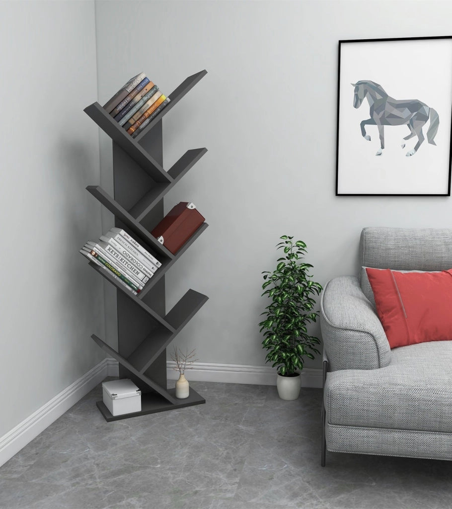 Libreria in legno "Hitit" - 46 x 22 x 128 cm - Grigio antracite