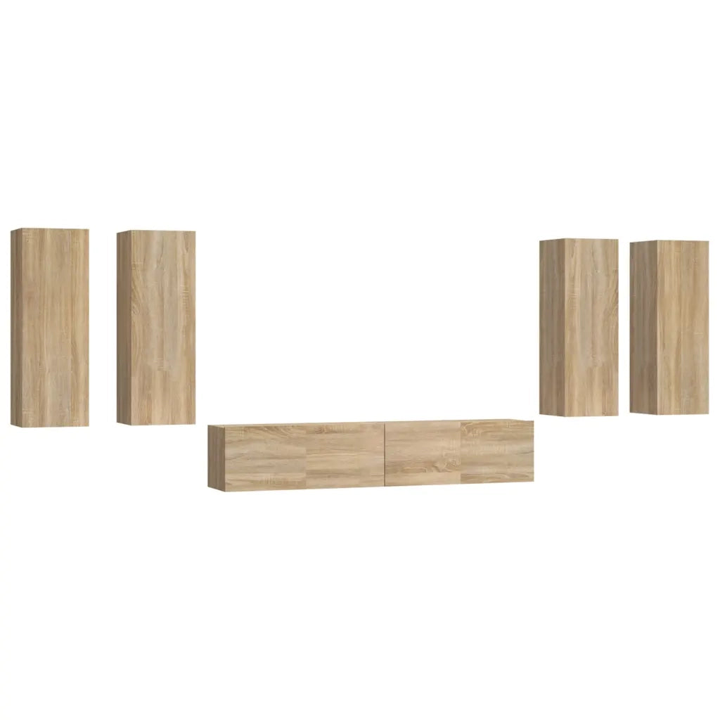 Set di Mobili Porta TV 6 pz-Set di 6 Credenza per TV Rovere Sonoma in Legno Multistrato 478858