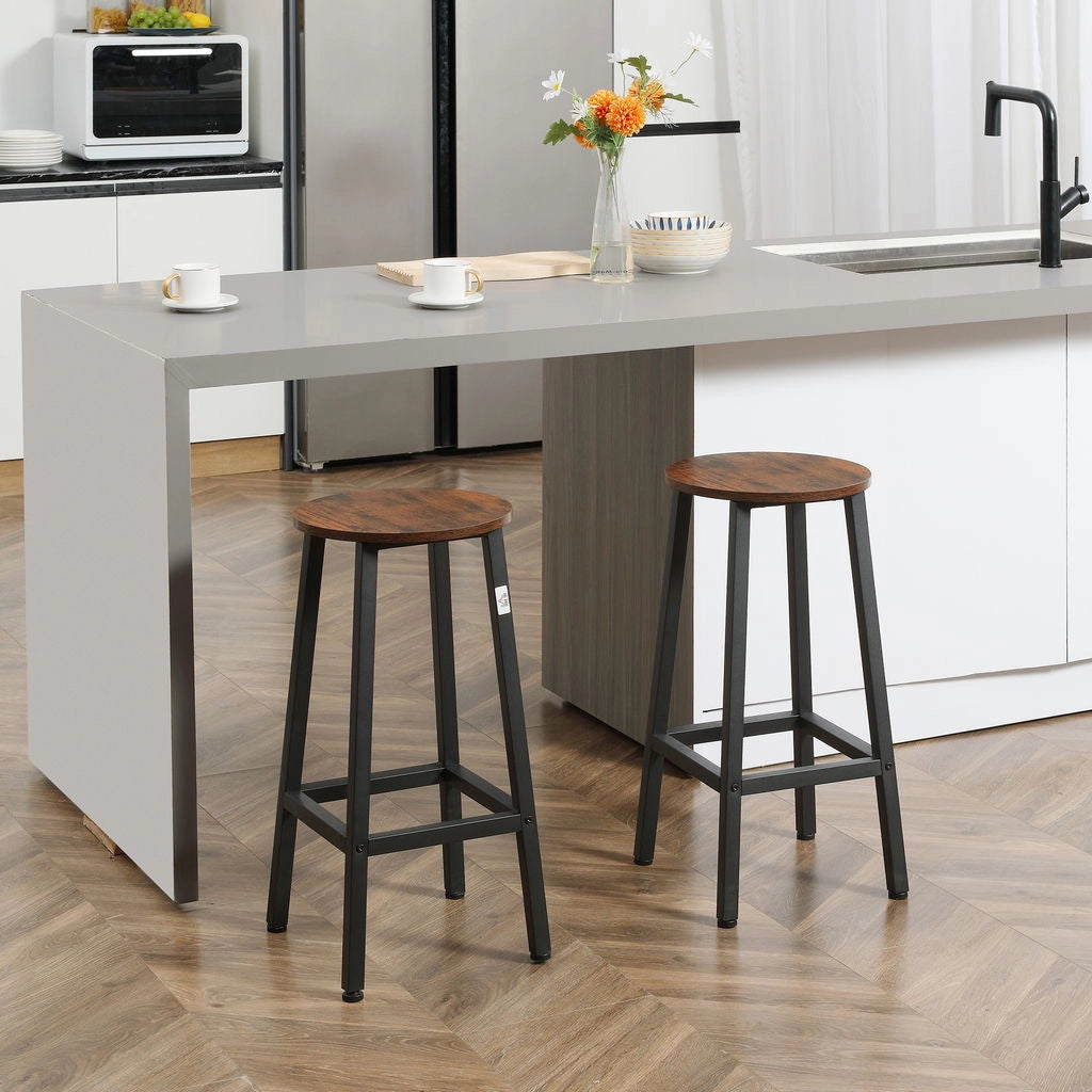 SET 2 SGABELLI DA CUCINA IN TRUCIOLATO E ACCIAIO 32.5X32.5X65 CM