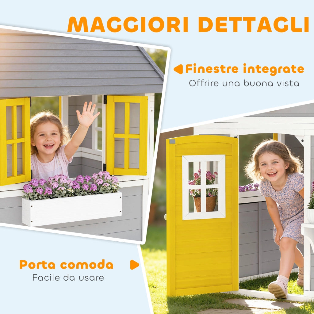 Casetta da Giardino in Legno per Bambini con Finestre ¨C zephmum ¨C Grigio