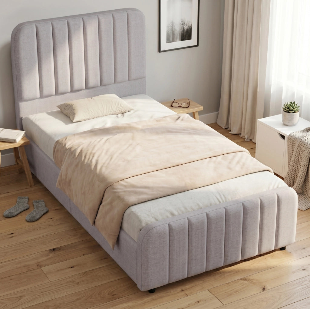 Letto singolo per bambini 90x200 cm con vano contenitore grigio