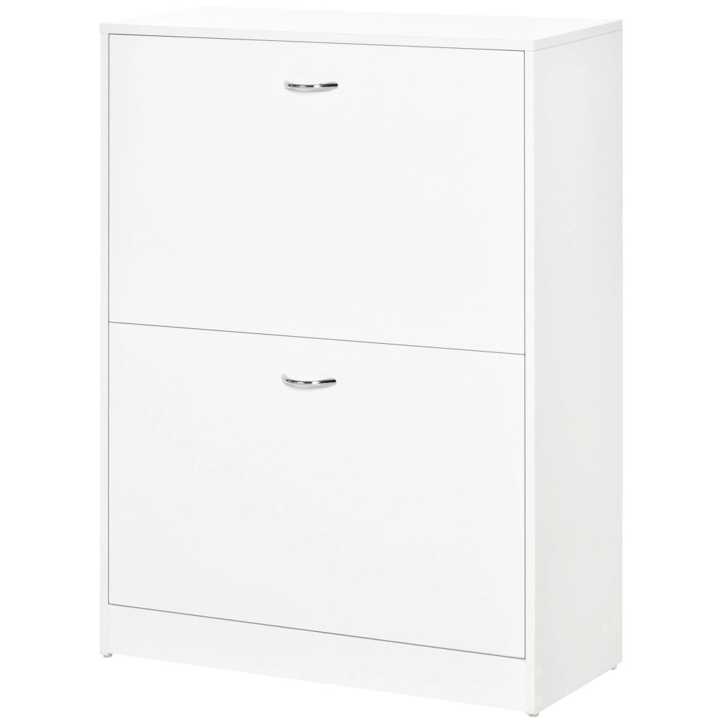 Scarpiera Moderna con 2 Cassetti e Ripiani Ajustabili per Ingresso Stretto ¨C Zephmum ¨C 60x24x80 cm Bianco
