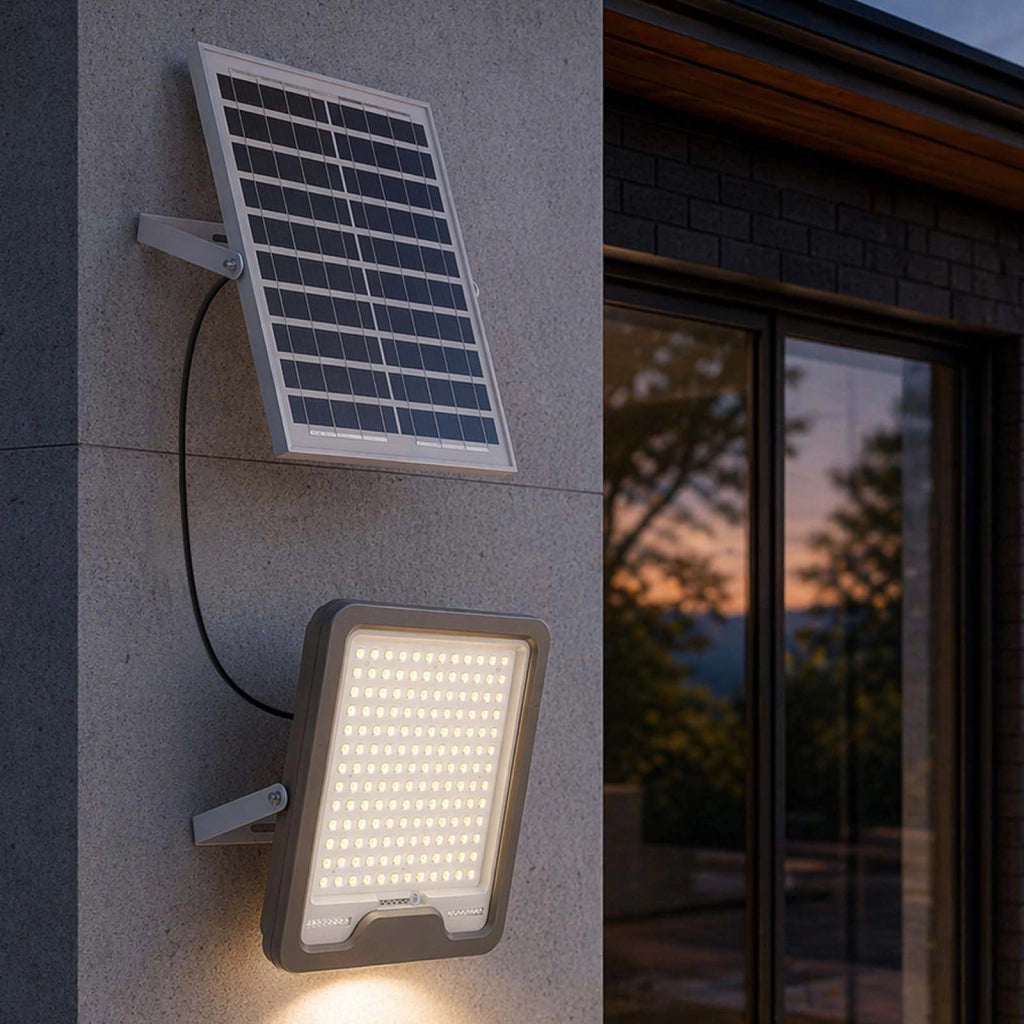 Proiettore Solare LED 16 W con Pannello Solare 20 W e Rilevamento Automatico Grigio Avizar