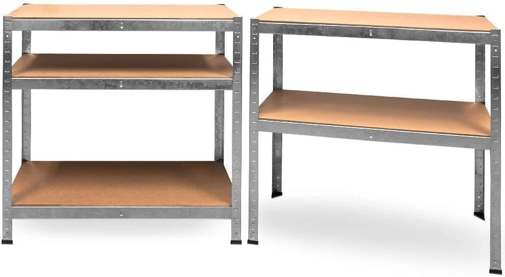 Set di 2 Scaffali per Carichi Pesanti, Scaffalature a 5 Ripiani in Acciaio e ripiani in legno, Senza Viti, in Garage, Portante 750 kg, 40 x 90 x 180 cm (TOTALE 40P X 180L X180A)