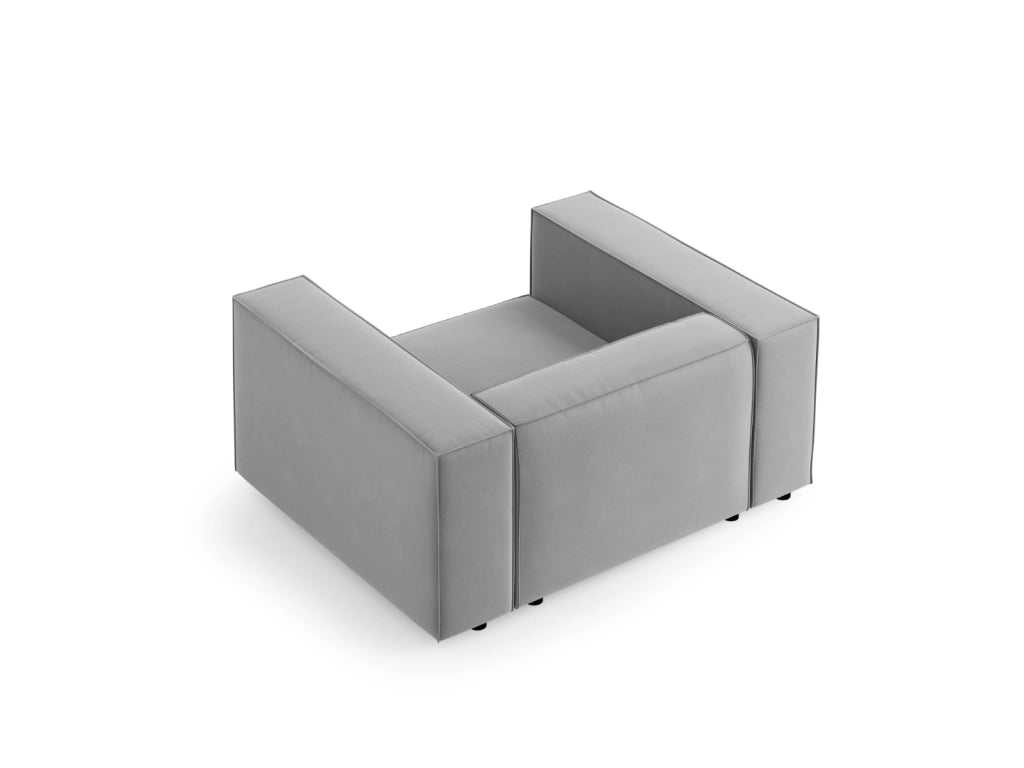 Cosmopolitan Design - Poltrona "Arendal" in velluto grigio chiaro 