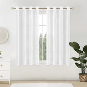 Veli da Parete Corti Aspetto Lino – Set da 2 – Bianco – 160x140 cm – Con Anelli di Ferro (Modern)