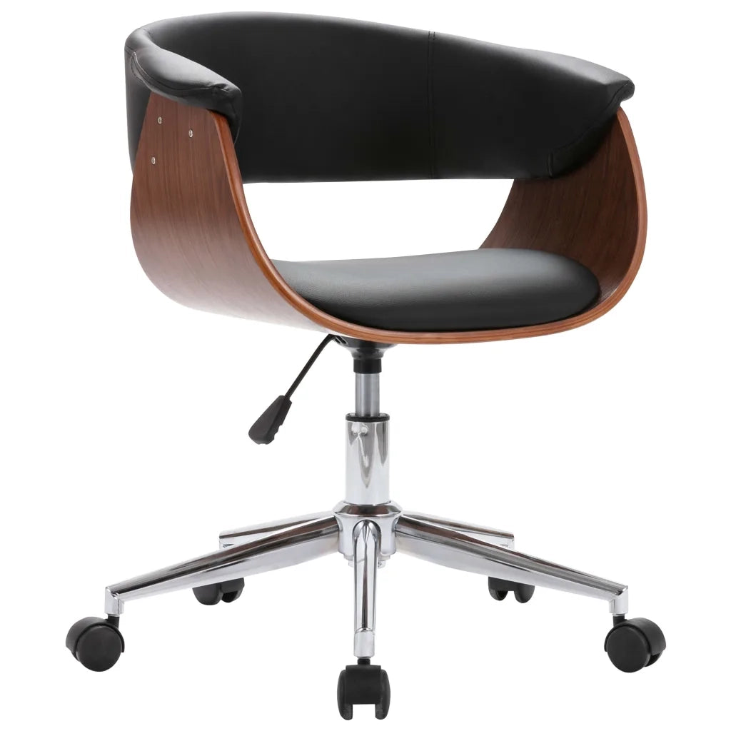 Sedia da Pranzo Girevole Nera in Legno Piegato e Similpellecod mxl 94699