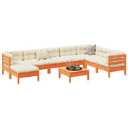 Set Divani Giardino 9 pz con Cuscini Marrone Cera Massello Pino 3299589