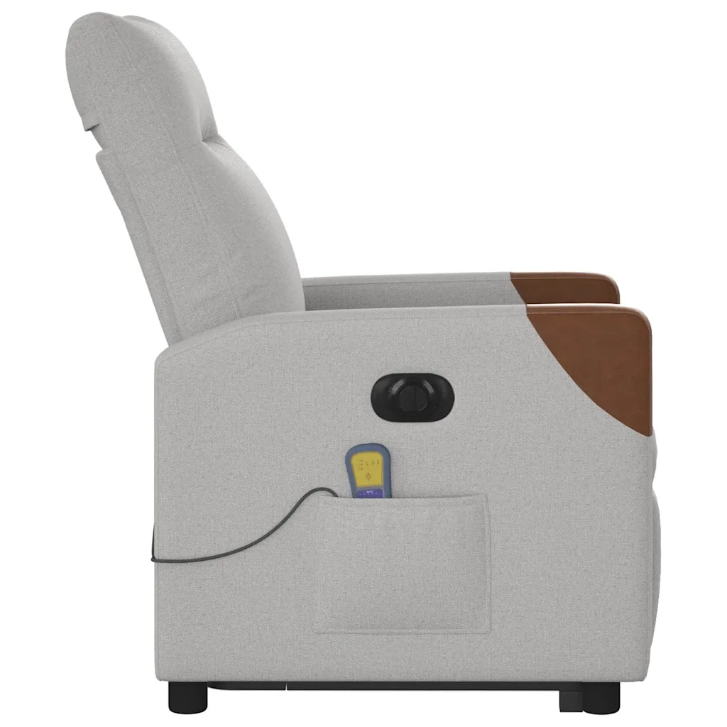 vidaXL Poltrona Alzapersona Massaggi Elettrica Grigio Nuvola Tessuto