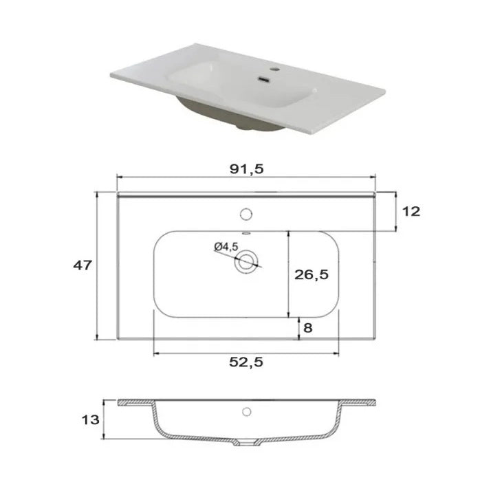 MOBILE BAGNO PASTELLO 90X47CM TORTORA