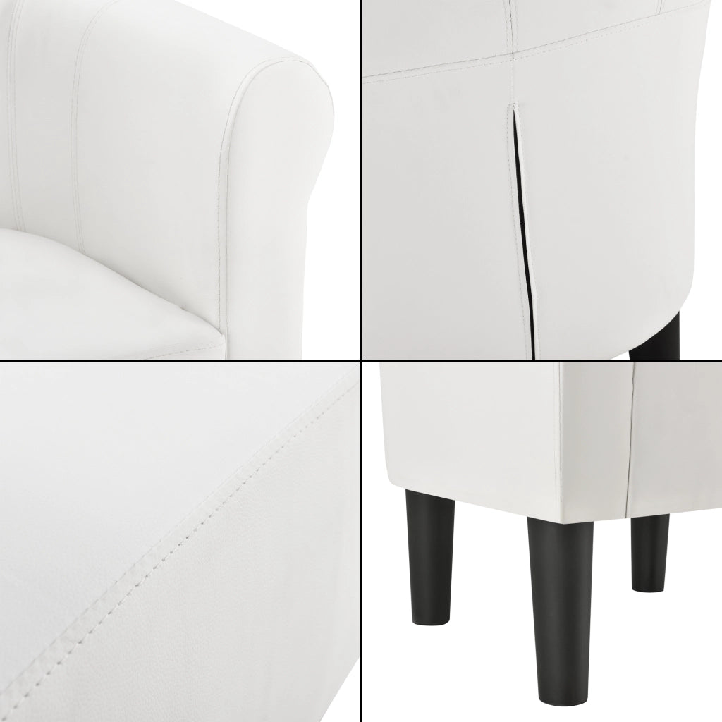 Poltrona Jelgava a Conchiglia Imbottita Rivestimento in Similpelle - Bianco [en.casa]