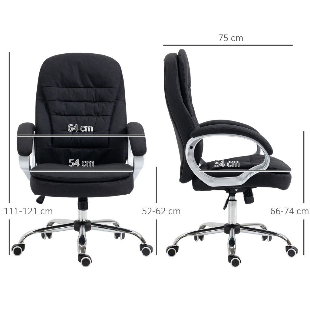Sedia da ufficio ergonomica girevole 360¡ã ¨C Zephmum ¨C Nero tessuto 64x75x111-121 cm