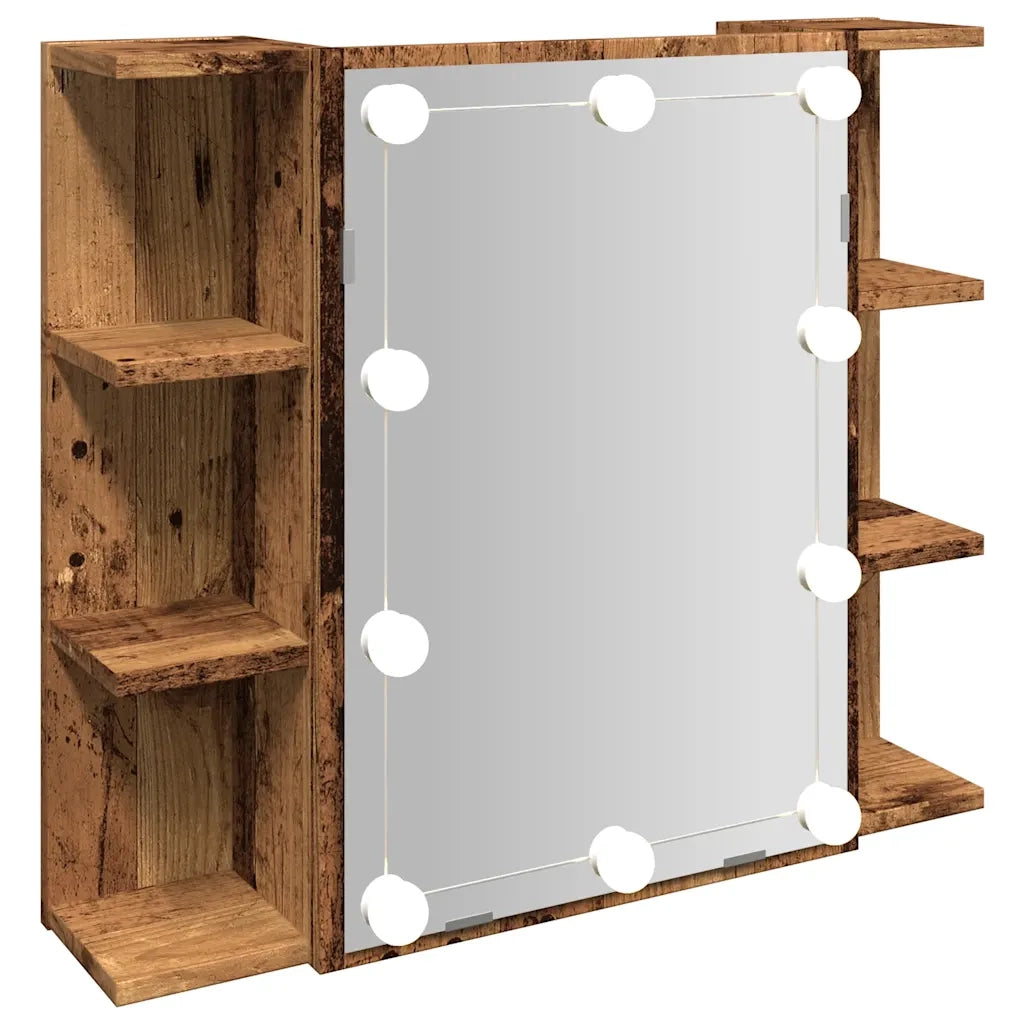 vidaXL Mobile a Specchio con LED Legno Antico 70x16,5x60 cm