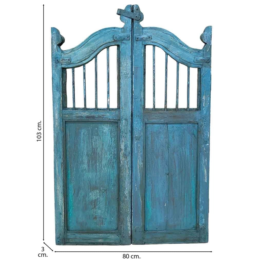 Anta in legno blu artigianale 80x3x103h cm
