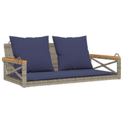 Panca da Giardino | Panchina Dondolo con Cuscini Grigia 109x62x40 cm in Polyrattan