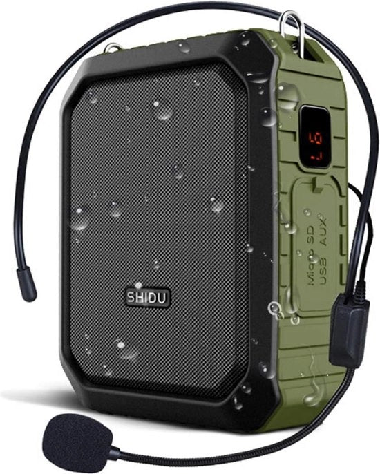 Amplificatore di Altoparlante - Amplificatore di Altoparlante portatile per Esterno con Altoparlante e Microfono 18W 4400mAh Bluetooth impermeabile per Registrazione per Insegnanti, Guide Turistiche M800 (Con Cavo)