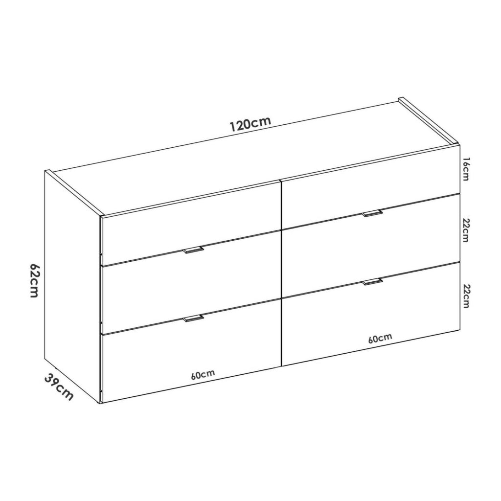 Cassettiera Avana, Settimanale per camera da letto, ComÃ² con 6 cassetti, 120x39h62 cm, Bianco