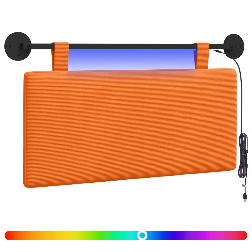 Testiera sospesa Con luce LED Arancione Tessuto in Cords