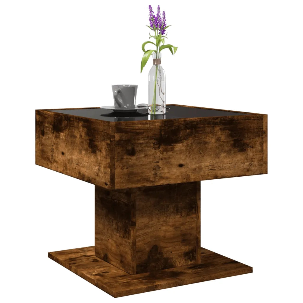 vidaXL Tavolino Salotto con LED Rovere Fumo 50x50x45 cm Multistrato