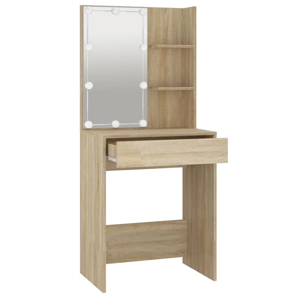 Toeletta di design con illuminazione a LED 60 x 40 x 140 cm beige 02_0006290