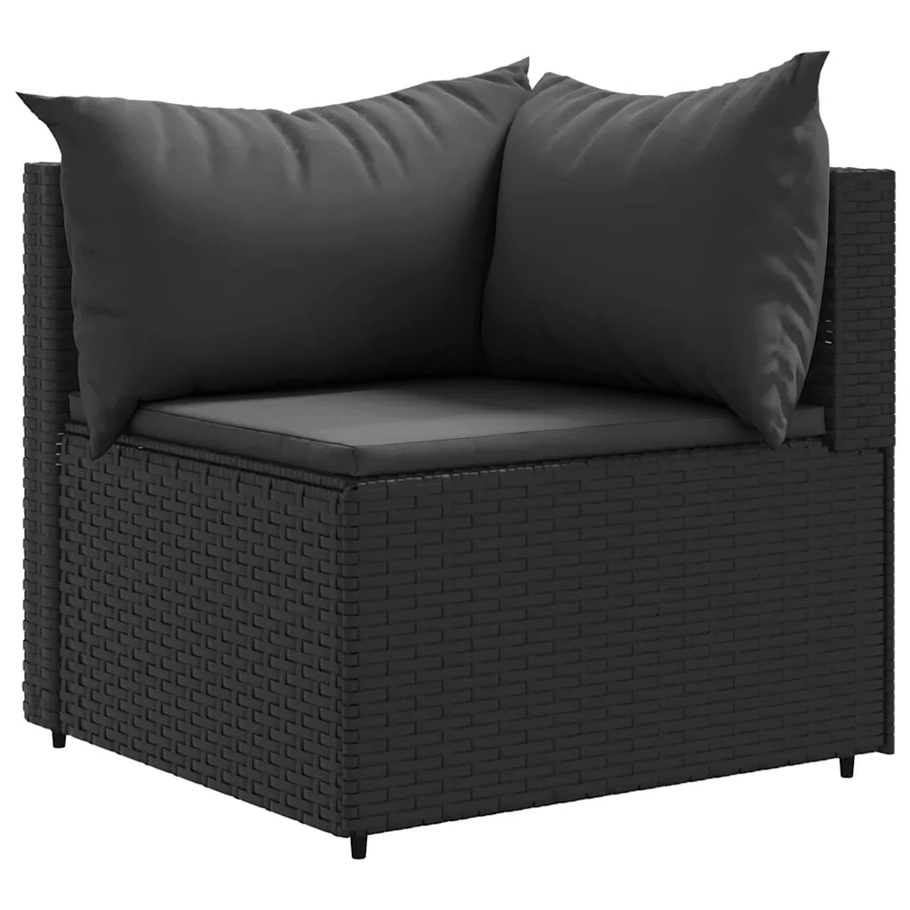 Set Mobili da Giardino 6 pz con Cuscini in Polyrattan Nero