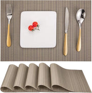 Set di assi da tavola da 6, assi da tavola in vinile tessuti lavabili resistenti al calore antiscivolo adatti per cucina famiglia ristorante bar caffè (oro argento)