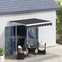 Tenda Parasole con Estensione Elettrica o Manuale, Telecomando Incluso, Telaio in Alluminio, 2.5 x 2 m, Grigio
