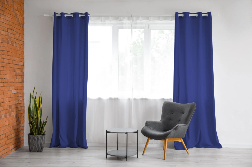 Tenda Semioscurante 140 x 290 Cm Moderne Con Occhielli  Blu - 1 Tenda