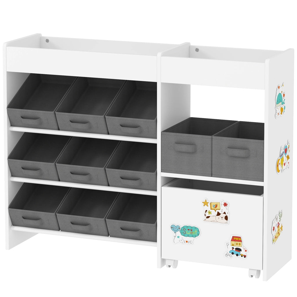 Organizzatore per bambini con 11 cesti ¨C zephmum ¨C bianco 105x30x80 cm
