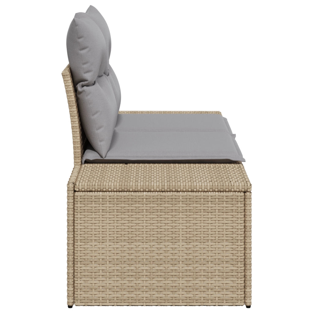 Divano da giardino a 2 posti con spazio di archiviazione e cuscini beige in rattan sintetico
