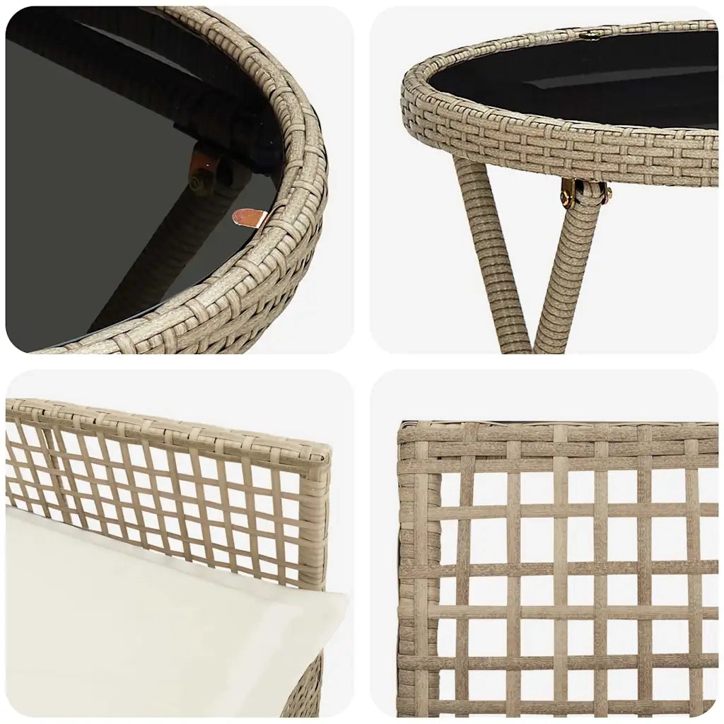 vidaXL Set Bistro da Giardino 3 pcs Beige Poly Rattan