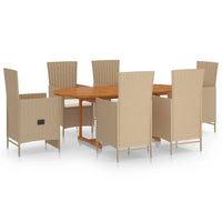 Set Mobili da Pranzo per Giardino 7 pz in Polyrattan Beige  cod mxl 39842