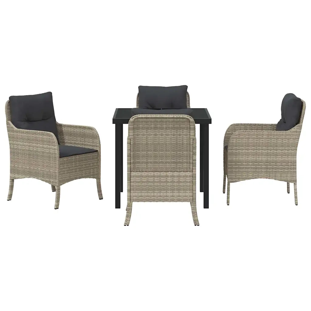 Set da Pranzo per Giardino 5 pcs Grigio chiaro polyrattan 3380184