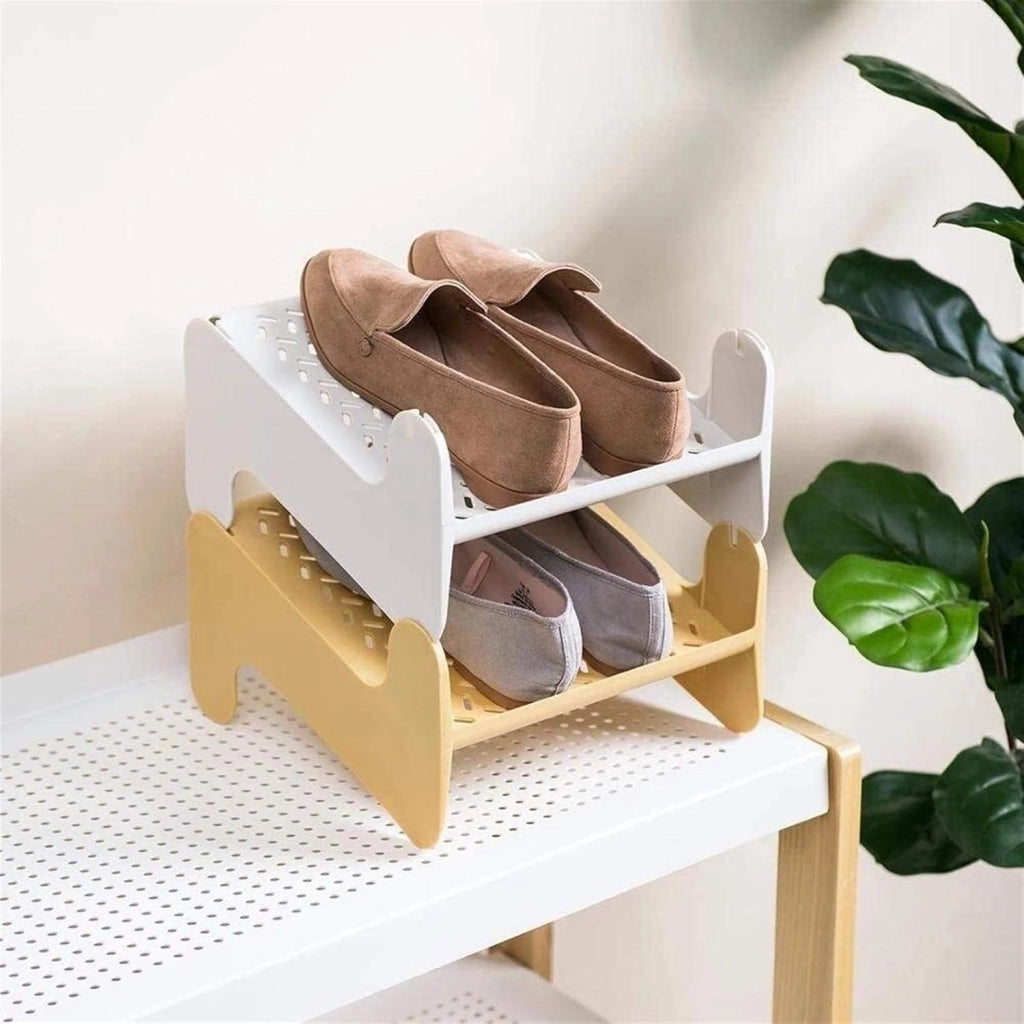 scarpiera Scarpiera per la casa Scarpiera Semplice in plastica impilabile per Uso Domestico Scarpiera a Strati Scaffale per Scarpe (Colore : Colore Giallo)