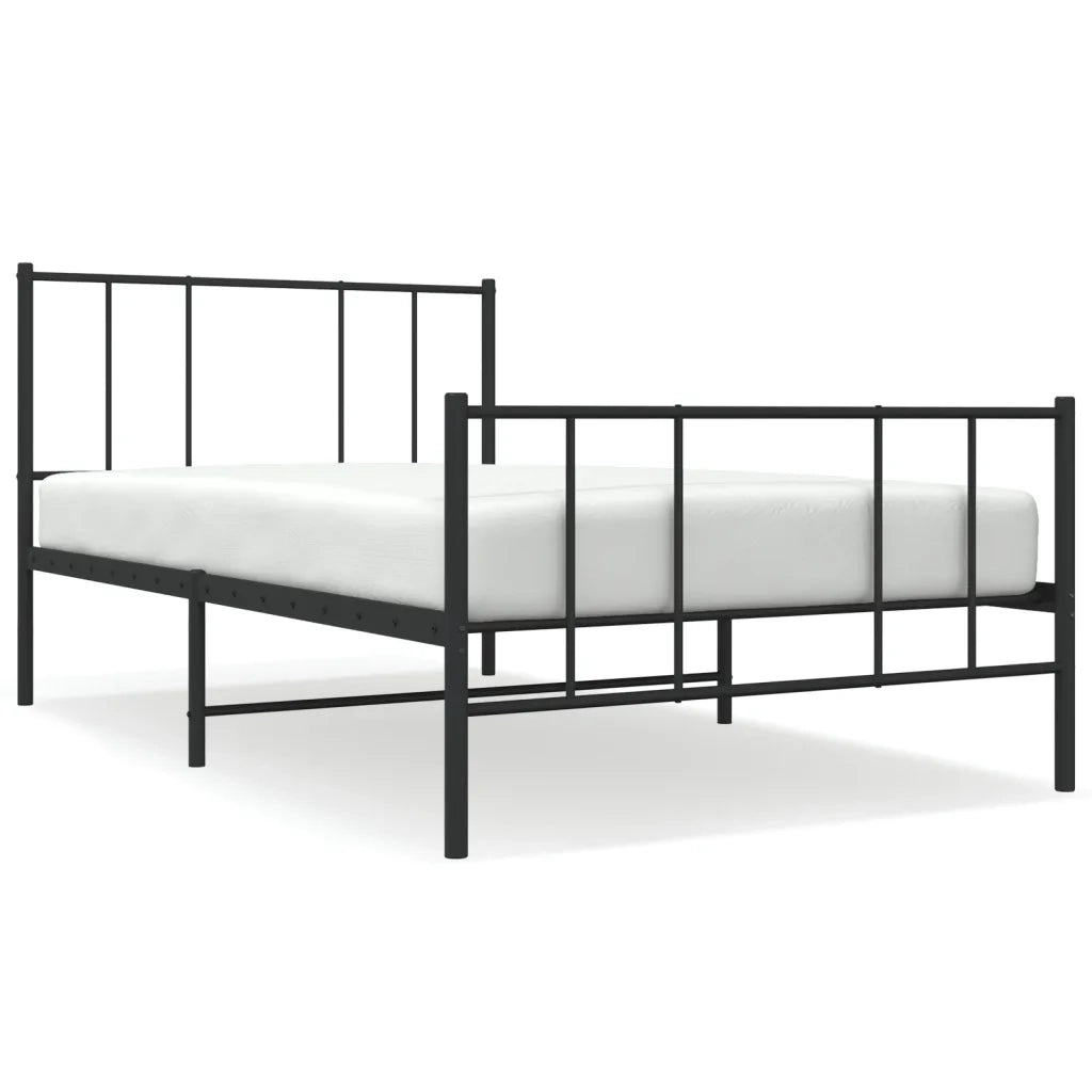 Giroletto con Testiera e Pediera Metallo Nero 100x200 cm 352493
