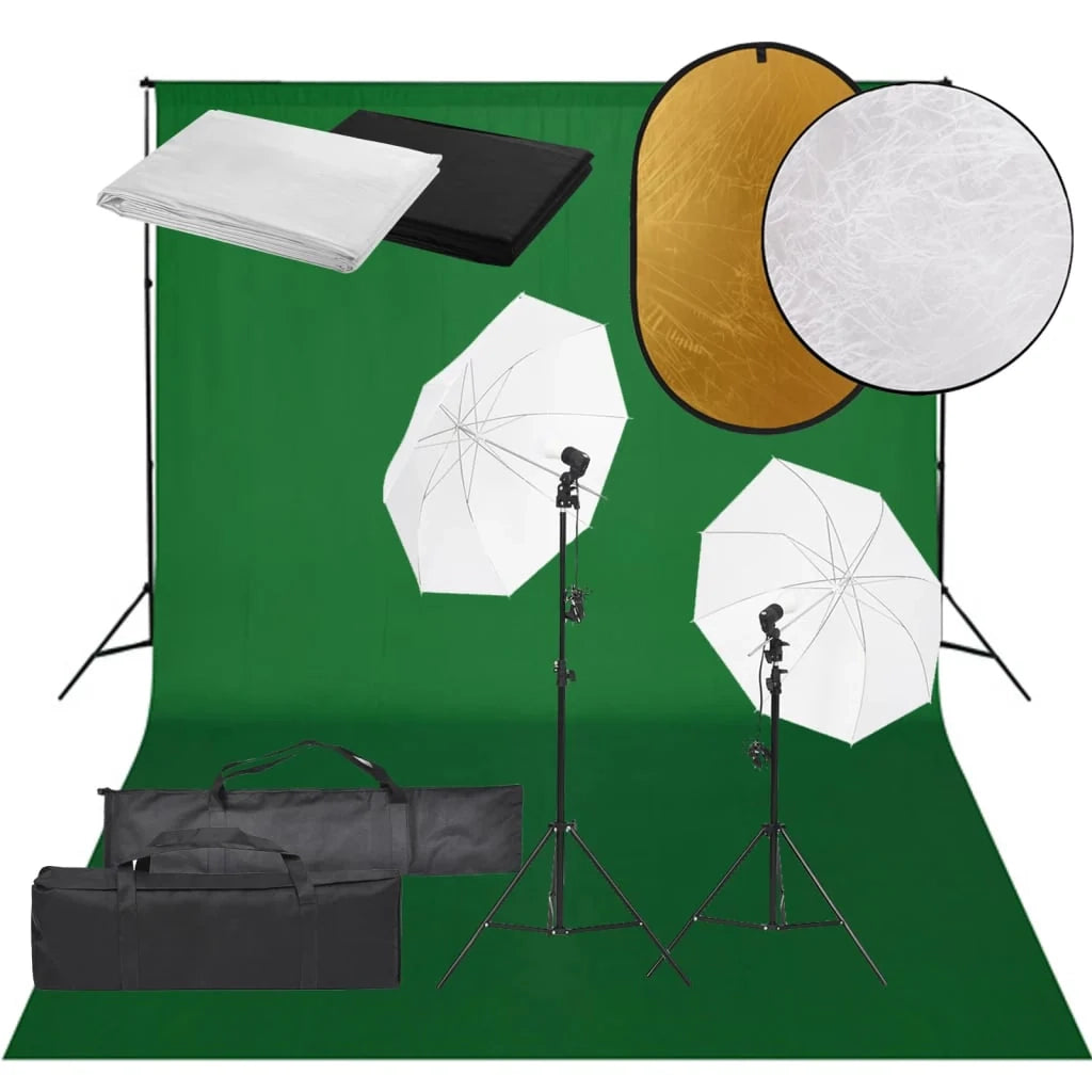 Kit per studio fotografico con illuminazione fondale e riflettore nero 02_0042487