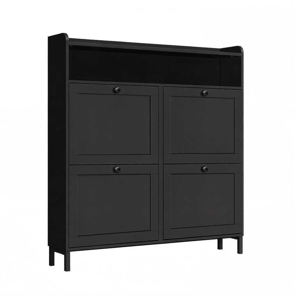 Scarpiera salvaspazio stretta 100 x 19,5 x 107 cm nera con 4 ante